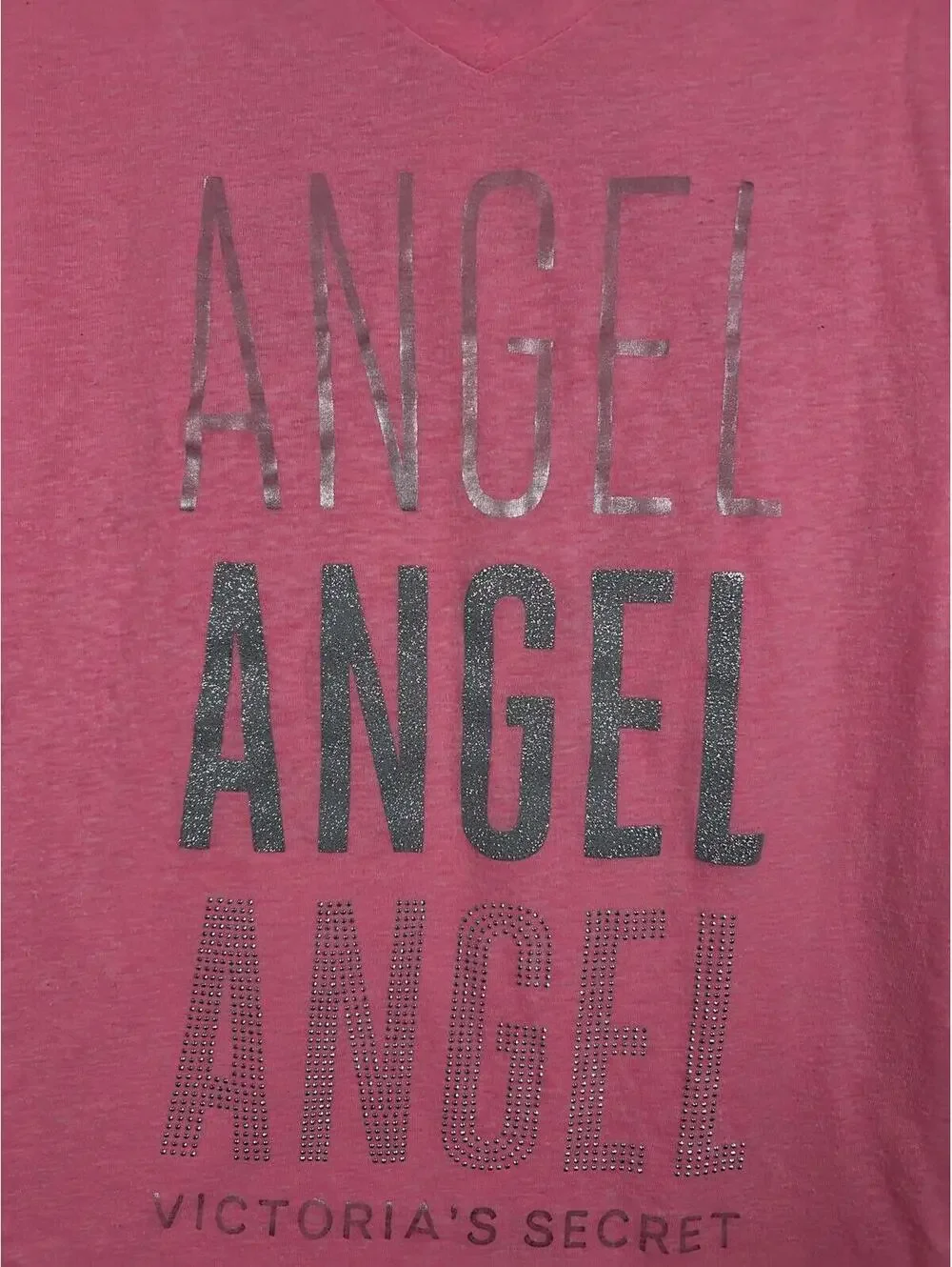 Victorias Secret ANGEL BLING WINGS Neon V neck SUPERMODEL ESSENTIALS Tee Shirt - Picture 2 of 9